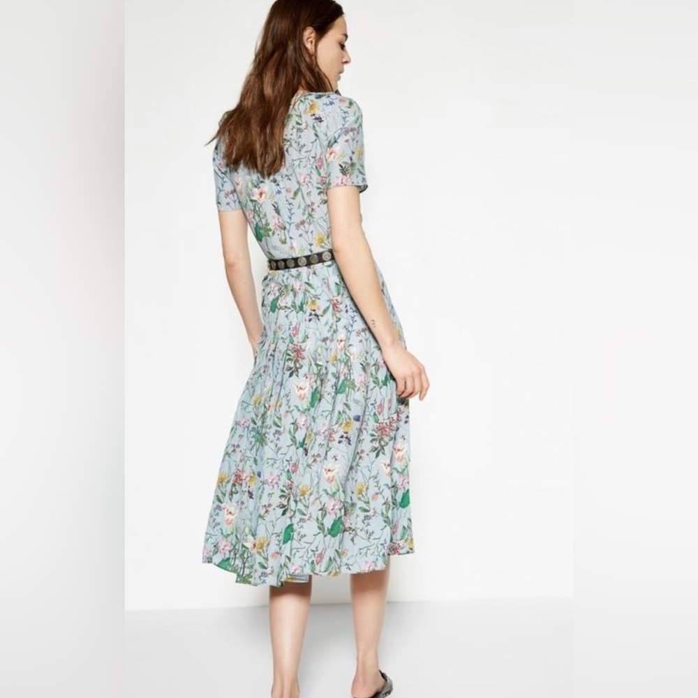 The Kooples Silk Blue Floral Midi Dress - Picture 2 of 9